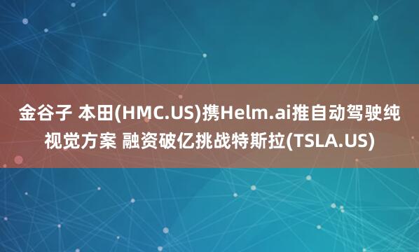 金谷子 本田(HMC.US)携Helm.ai推自动驾驶纯视觉方案 融资破亿挑战特斯拉(TSLA.US)