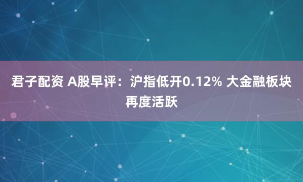 君子配资 A股早评：沪指低开0.12% 大金融板块再度活跃