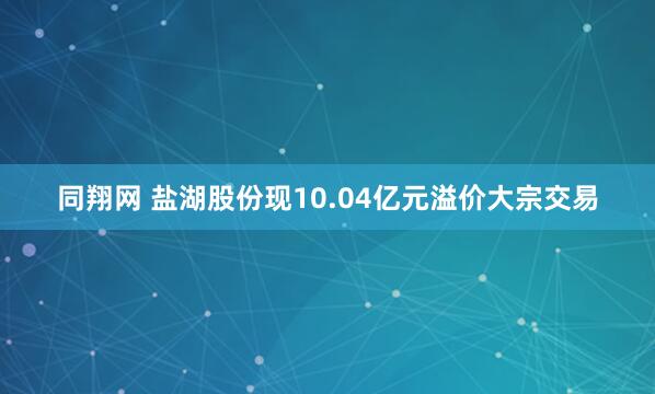 同翔网 盐湖股份现10.04亿元溢价大宗交易